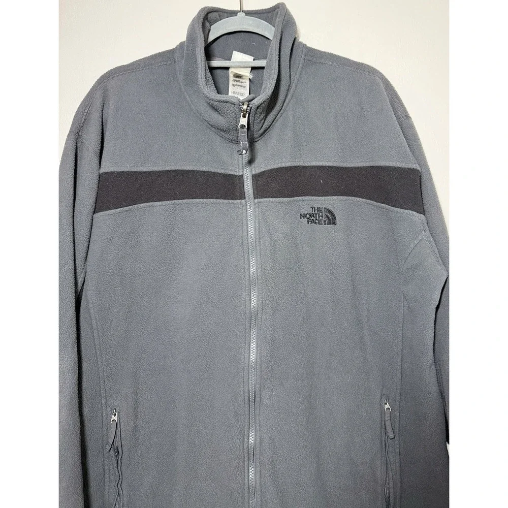 The North Face Full Zip Fleece Jacket Men's Size XL Black Grey Outdoor Hiking